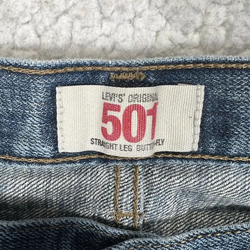 Levi’s 501 Jeans‎ Men’s 38x32 Blue Straight Leg Button Fly Grunge Y2K Skater